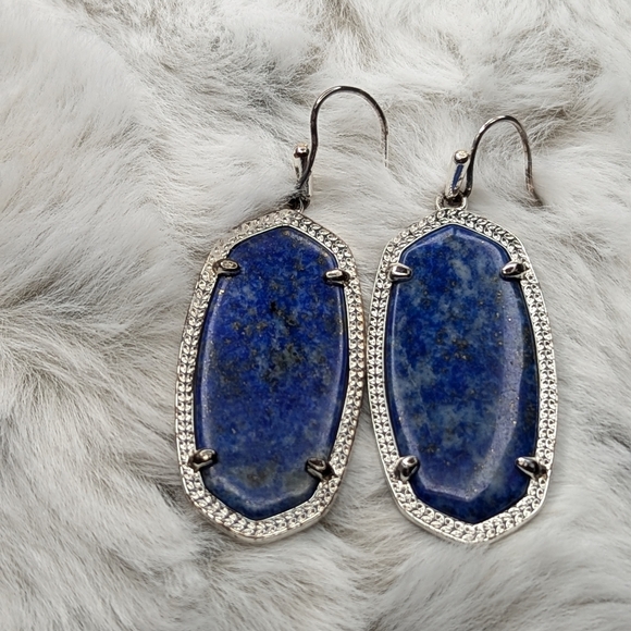 Kendra Scott Elle Lapis Silver Earrings - Picture 4 of 4